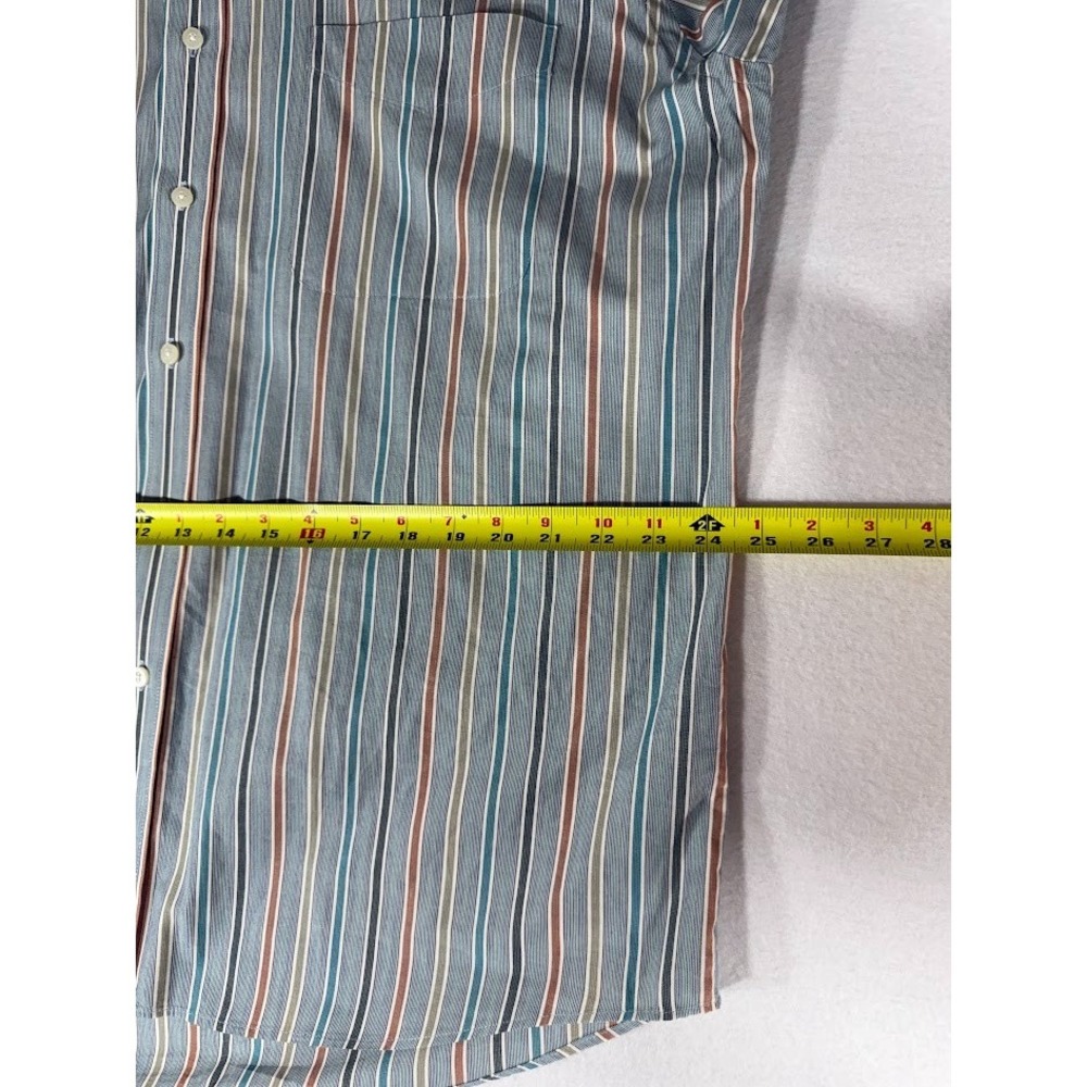 Allen Flusser Shirt Men Large Multicolor Striped 100% Cotton Button Down Pocket - Picture 8 of 13